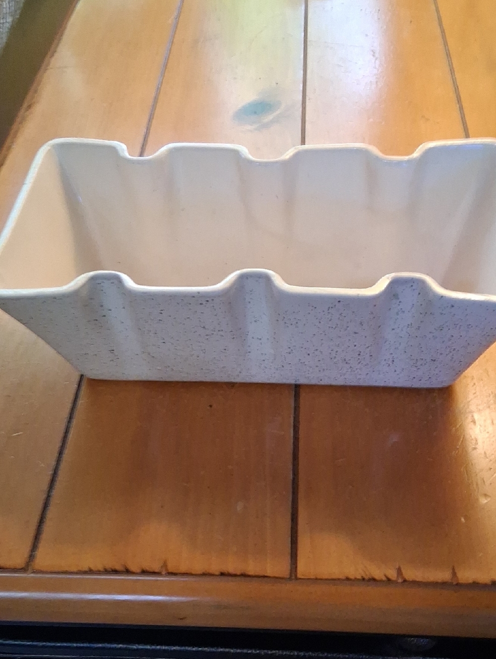 Speckled Ceramic 3-Section Divided Neutral Cream Mid Centry Modern Planter!